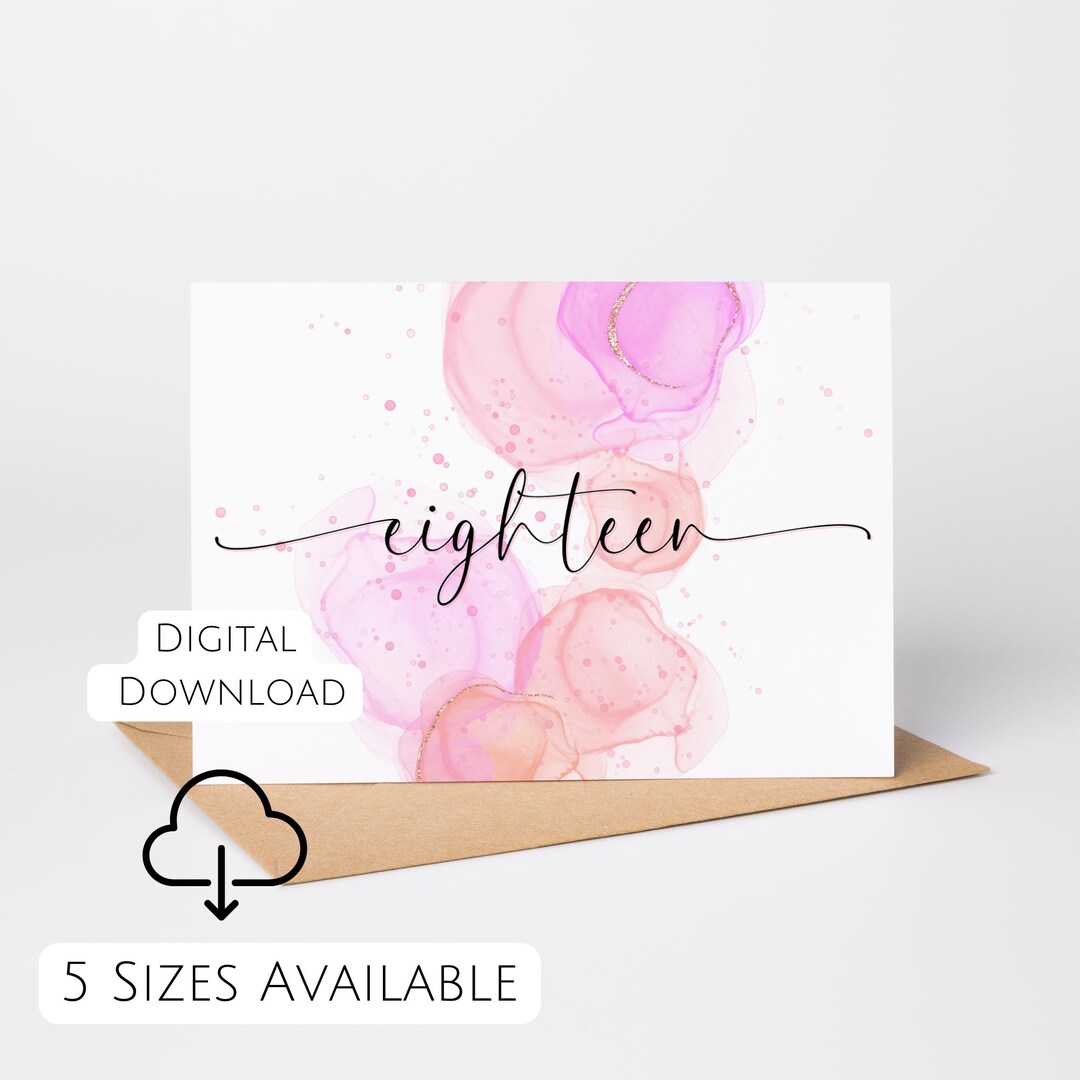 18th Birthday Card Printable 18 Birthday Card Printable 18th Bday Happy ...