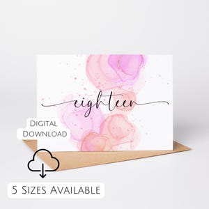 18th Birthday Card Printable 18 Birthday Card Printable 18th Bday Happy 18th Birthday Print at Home Last Minute Card