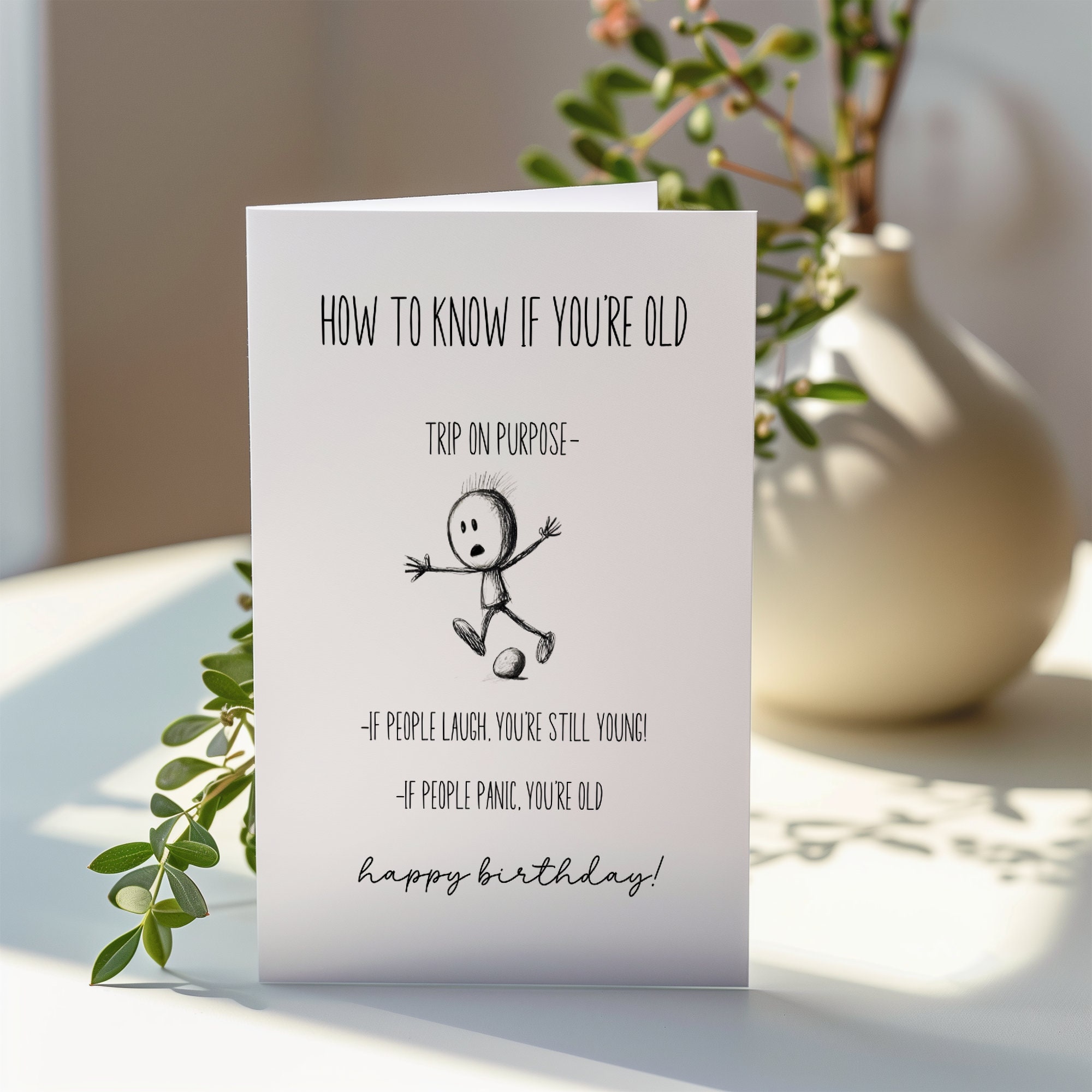 Printable Birthday Card For Friend Funny Birthday Card For Him Or Her Printable How To Know If You're Old Card Digital Instant Download