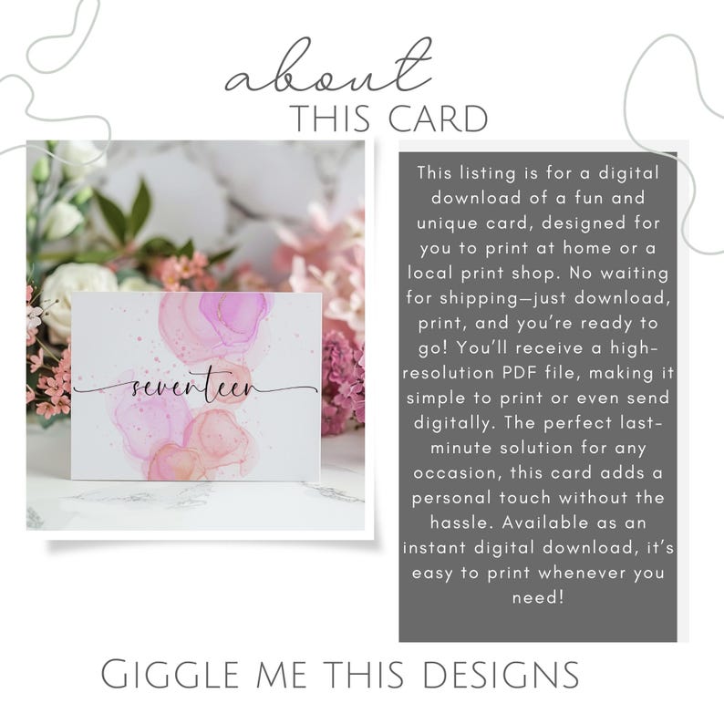 17th Birthday Card Printable 17 Birthday Card Printable 17th Bday Happy ...