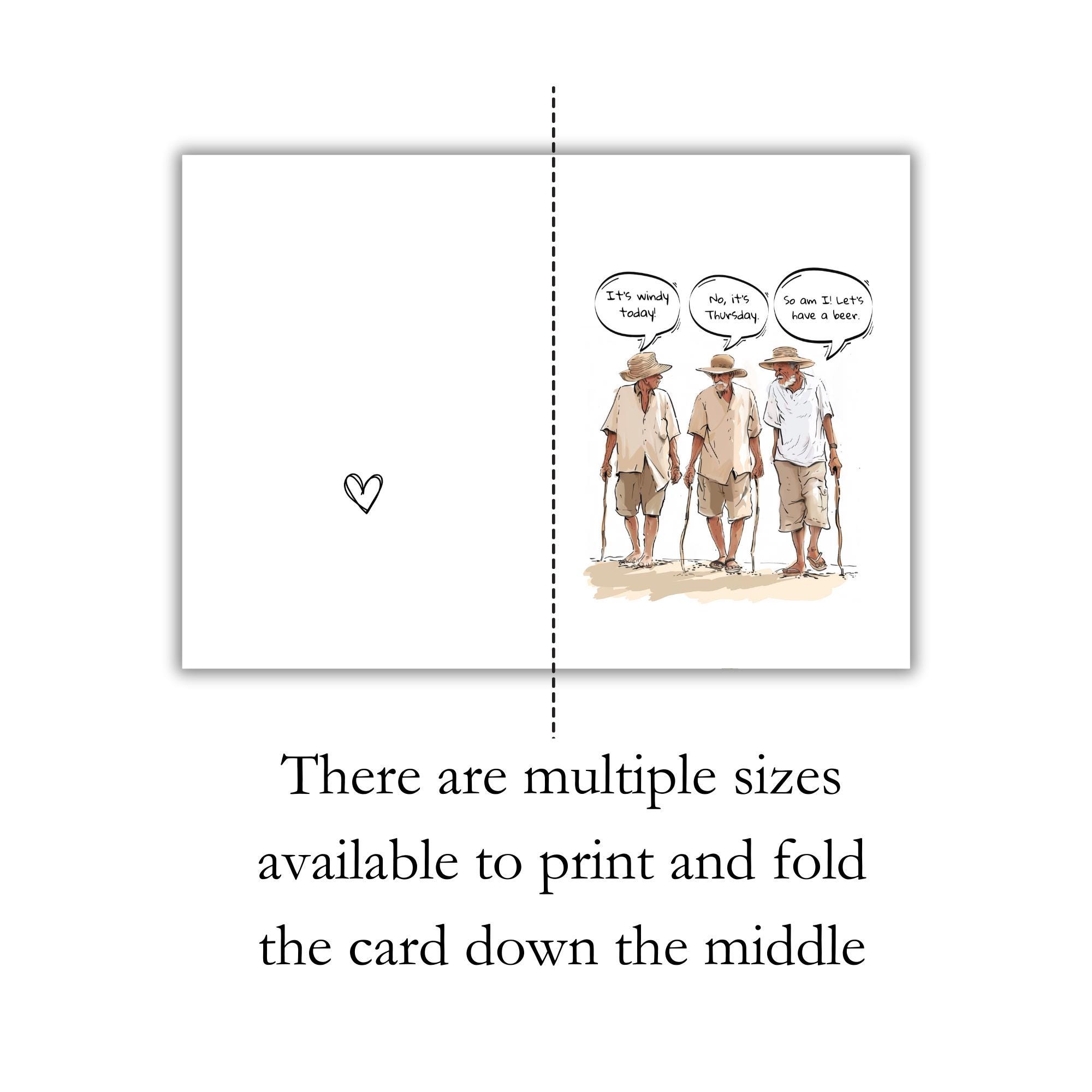 Funny Old Man Card Printable Senior Birthday Card for Dad or Grandpa ...
