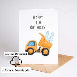 Junge zum 4.Geburtstag Karte Drucken zu Hause 4 Jahre alte druckbare Bday Karte für Sohn Oder Enkel 4 heute Sofortiger digitaler Download 13x18 4x6 PDF