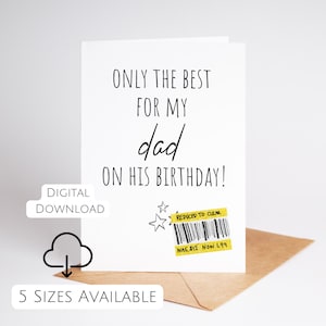 Cartão de aniversário engraçado para o pai Cartão de aniversário atrevido da filha Cartão de aniversário do filho Cartão reduzido Cartão de aniversário do pai para impressão