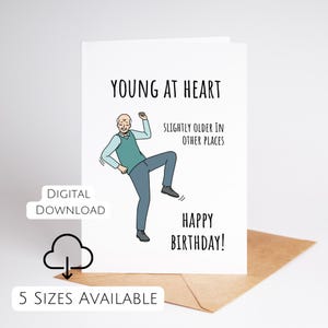 Cartão de aniversário engraçado para velho, impressão digital, cartão de aniversário de piada, cartão para ele, cartão para pai, cartão de aniversário engraçado do filho, cartão de aniversário de 70 anos