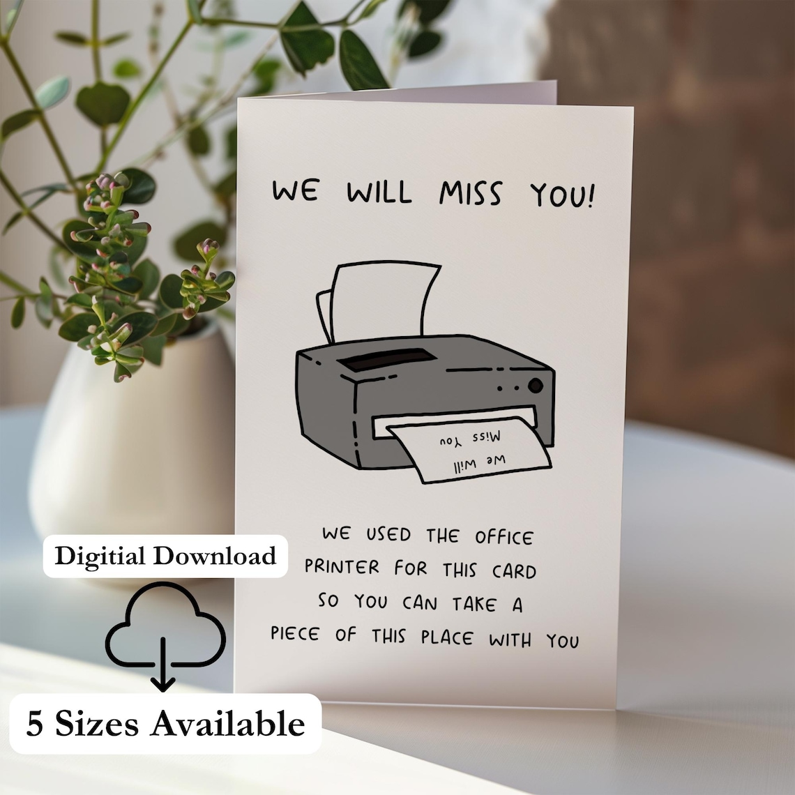 Printable Leaving Card for Coworker or Boss Funny Going Away Gift 5x7 Print at Home or Office ...