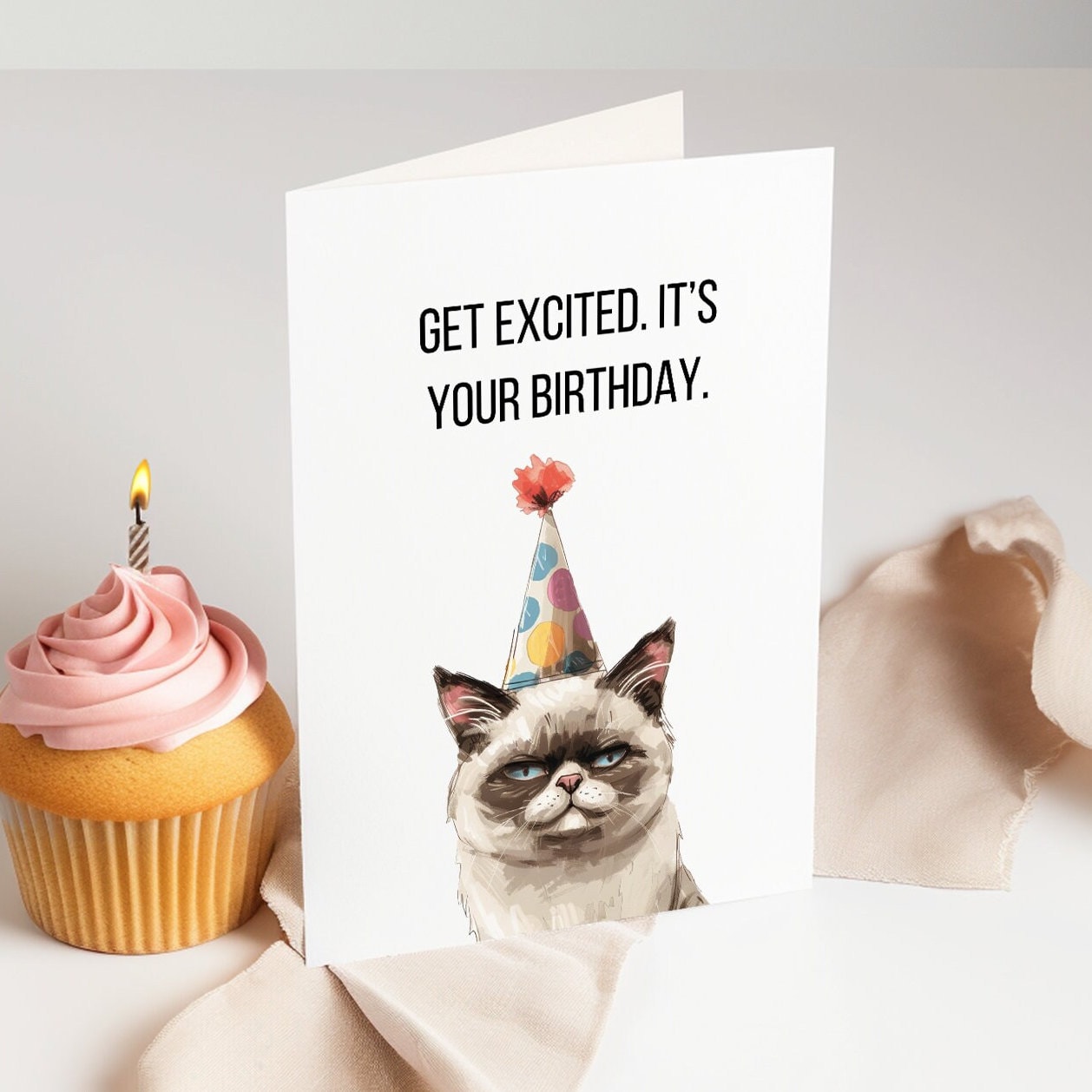 Cat Birthday Card Printable Cat Birthday Card Grumpy Cat Funny Birthday  Card Printable Birthday Card for Him for Her Print at Home - Etsy Israel, image size:1258x1258