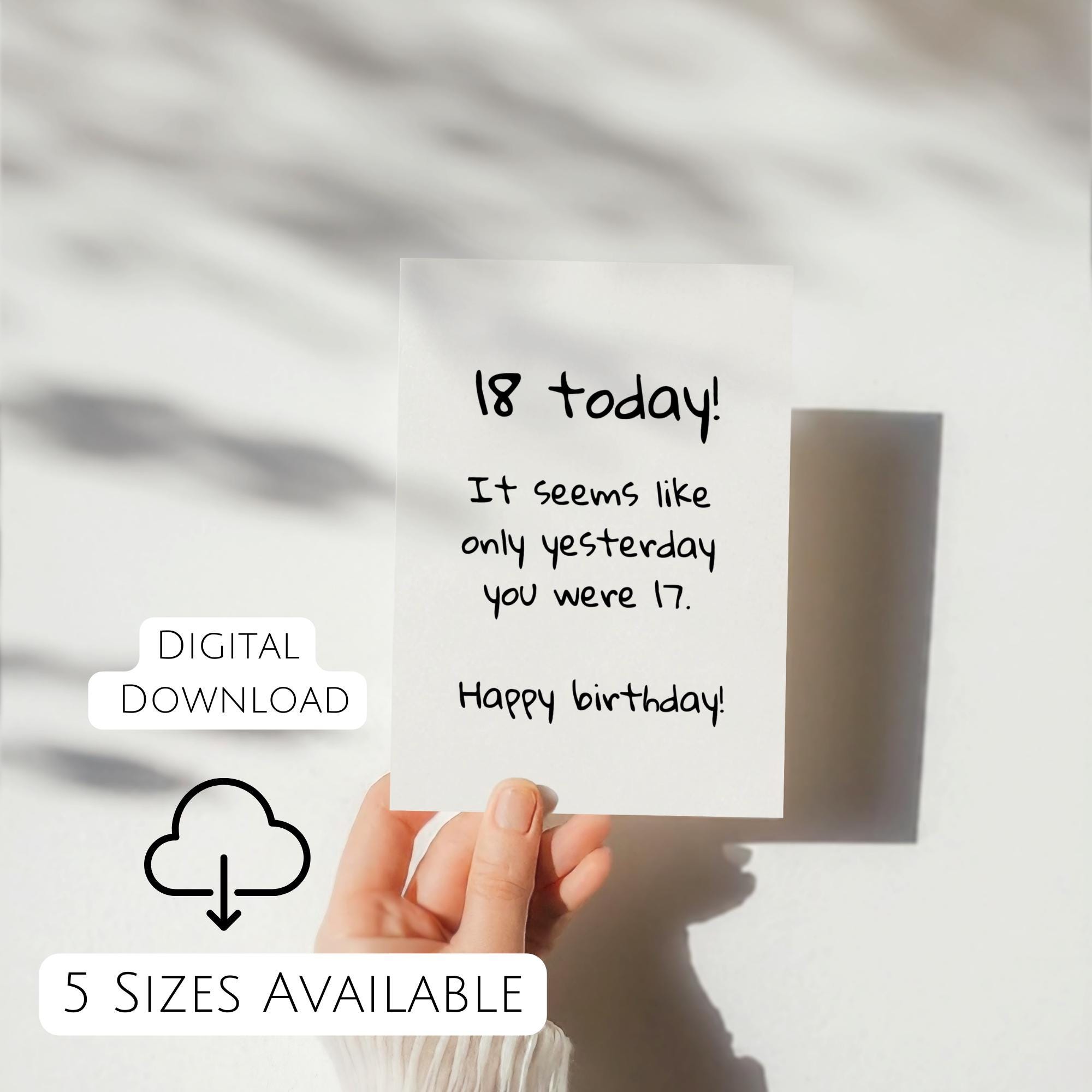 18th Birthday Card Printable Funny 18th Bday Card for Him or Her 18 ...
