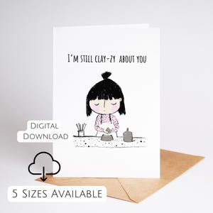 Tarjeta imprimible para el noveno aniversario, regalo de cerámica, linda tarjeta digital, tarjeta de aniversario de 9 años, regalo para novia, novio, esposa, esposo