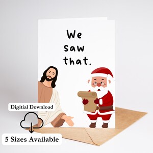 Nous avons vu cette drôle de carte de Noël imprimable Le père Noël et Jésus Carte de Noël drôle de blague Carte de voeux à imprimer à la maison Téléchargement instantané PDF festif