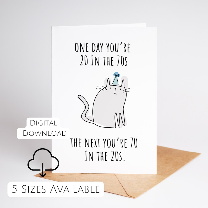 Funny 70th Birthday Card Happy Birthday Card for 70 Year Old Printable ...
