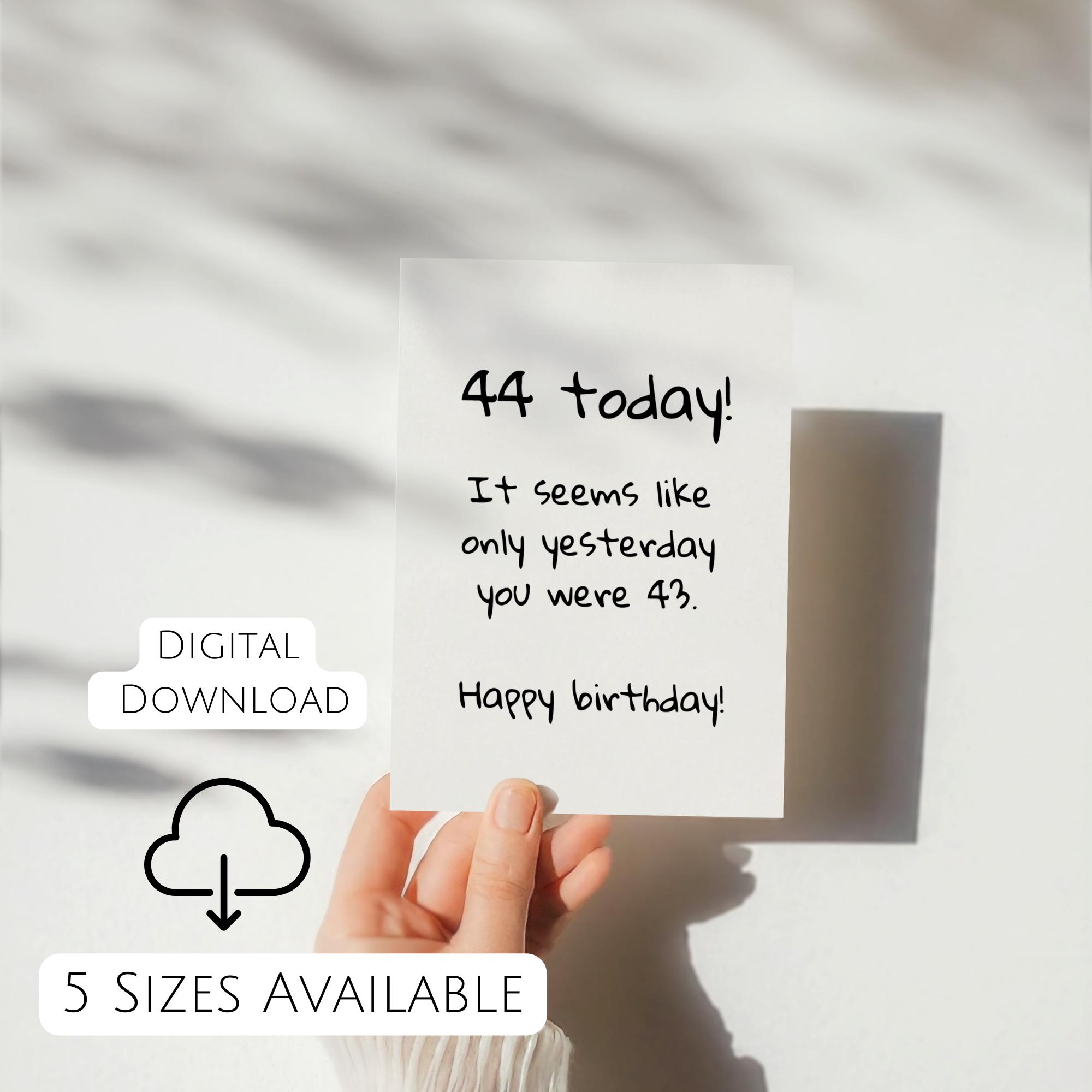 44th Birthday Card Printable Funny 44th Bday Card for Him or Her 44 ...