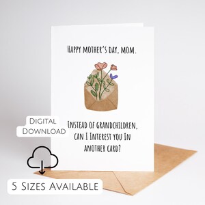 Grappige Moederdagkaart Brutale kaart voor moeder Grappige Moederdagkaart van dochter Bloemenkaart van zoon Afdrukbare kaart direct downloaden