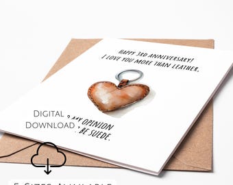 3th Anniversary Card Leather Anniversary Card 3 Years Married