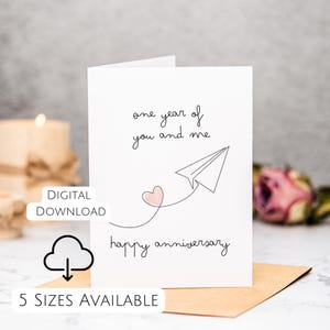 Printable 1st Anniversary Card First Anniversary Greeting Card for Wife Paper Wedding Anniversary Card For Husband Digital Download