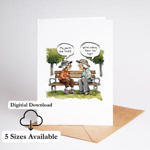 Funny Old Age Card Printable Stiff Joints Birthday Joke Card For Grandma Or Mom Bday Card Print At Home Digital Download Folded 5x7