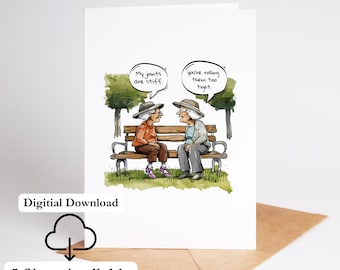 Funny Old Age Card Printable Stiff Joints Birthday Joke Card For Grandma Or Mom Bday Card Print At Home Digital Download Folded 5x7