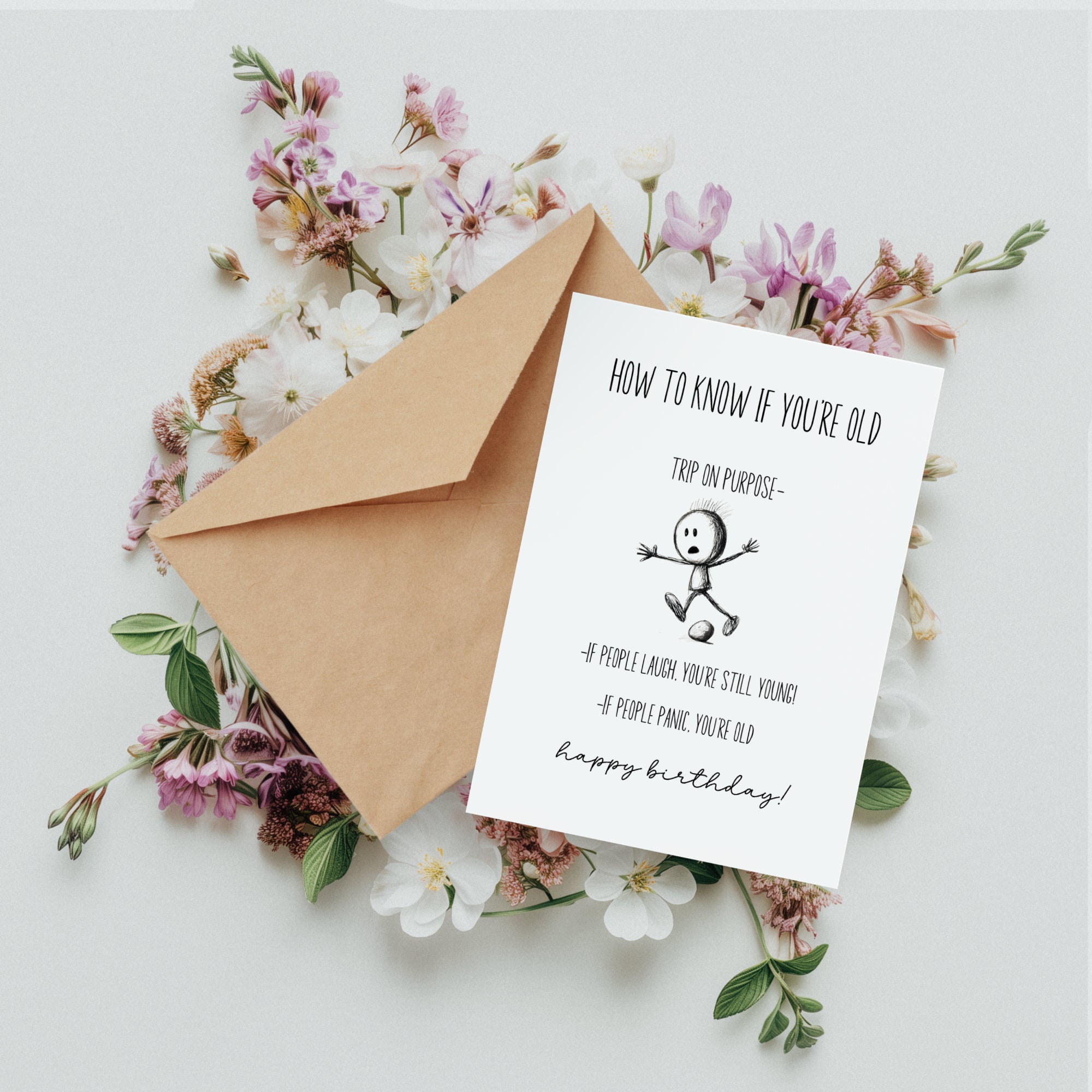 Biglietto Di Compleanno Divertente In Inglese 'How To Know If You're Old' - 150x150 Mm, FSC, Busta Inclusa - 2
