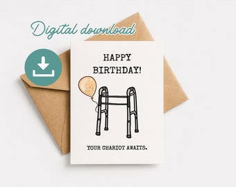 Cartão de aniversário de 50 anos engraçado, Cartão de aniversário de 60 anos engraçado, Cartão de aniversário para imprimir engraçado, Cartão para pessoa idosa atrevida, Cartão de piada, Imprima em casa de última hora