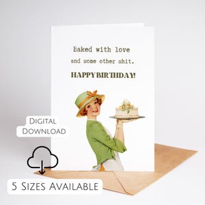 Cartão de aniversário sarcástico, cartão de aniversário para amigo, para marido, cartão de aniversário retrô para ele, para ela, cartão de aniversário engraçado para imprimir em casa