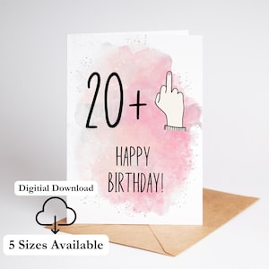21 Geburtstagskarte Printable Lustige Karte für 21 Jahre alten Geburtstagsdruck zu Hause Einundzwanzig Geburtstagskarte für sie Sofortiger digitaler PDF-Download