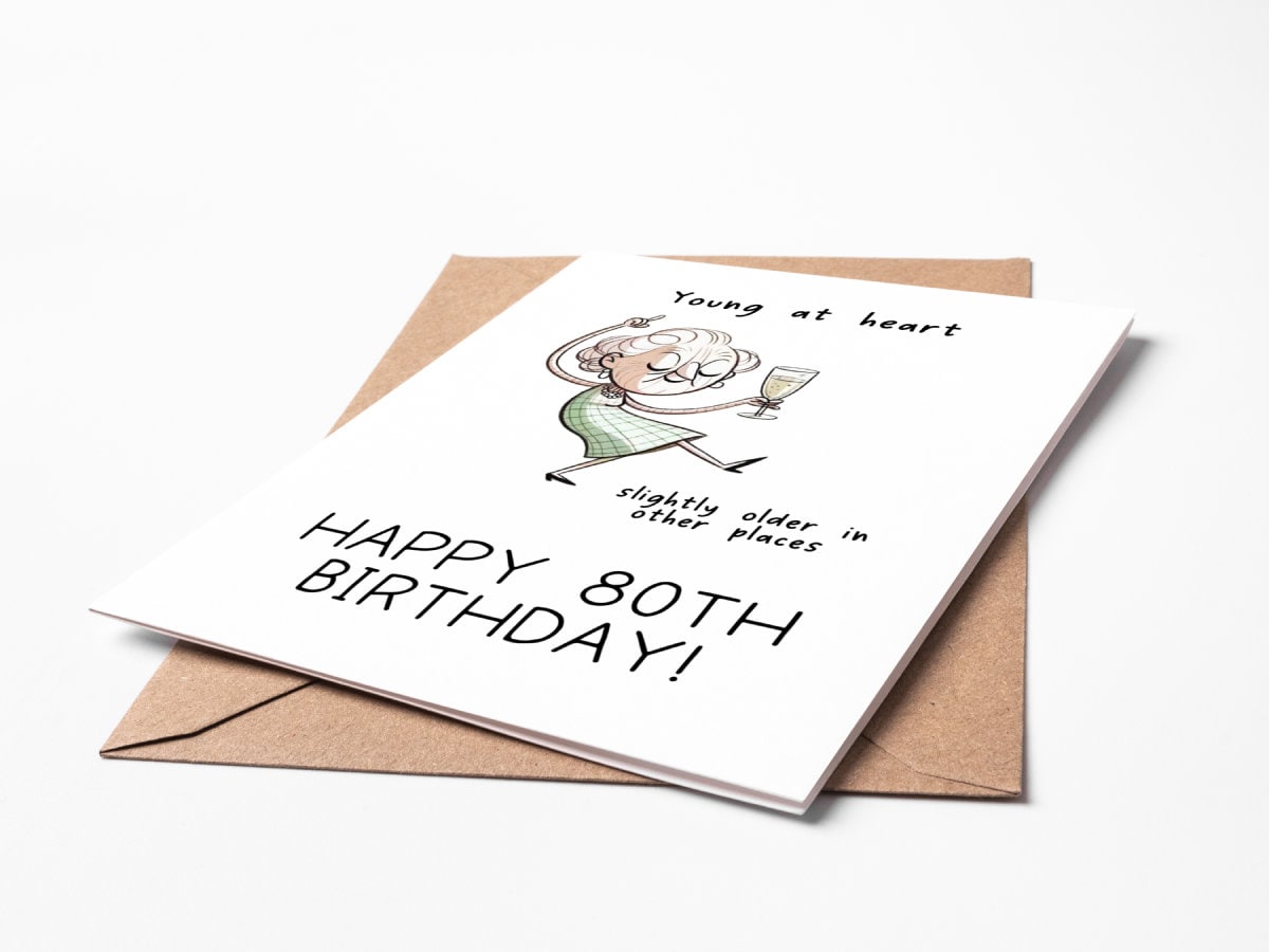 Birthday Card Cat Co. Funny 80th Birthday Card For Hi Or Her - Speed Road  Sign Eightieth Birthday Old English, image size:1200x900