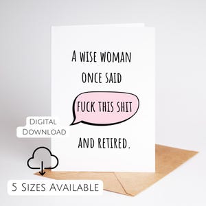 Retirement Card For Her Funny Printable Goodbye Card Woman Cheeky retirement Card Retiring Gift Print At Home Digital Download Farewell Card