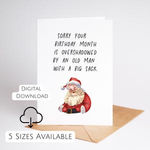 Grappige verjaardagskaart december Afdrukbare kerstverjaardagskaart voor haar man met grote zak onbeleefd verjaardagscadeau thuis afdrukken digitale download