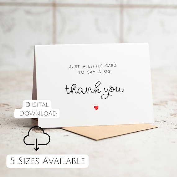 Simple Thank You Card A Little Card to Say a Big Thank You Print
