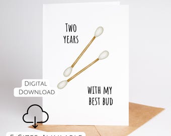 Cute 2nd Anniversary Card Cotton Anniversary Card 2 Years Married Printable Romantic Card For Him Her Wedding Anniversary Card