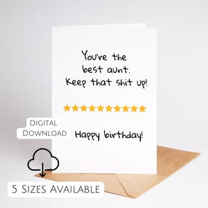 Afdrukbare verjaardagskaart tante voor tante Grappig verjaardagscadeau voor tante Thuis afdrukken Low Ink Design Last Minute Card Instant Download