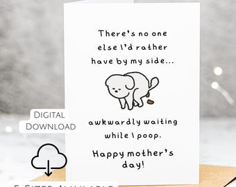 Hond moederdagkaart hond moeder kaart grappige moederdag kaart van hond huisdier moeder kaart afdrukbaar digitaal