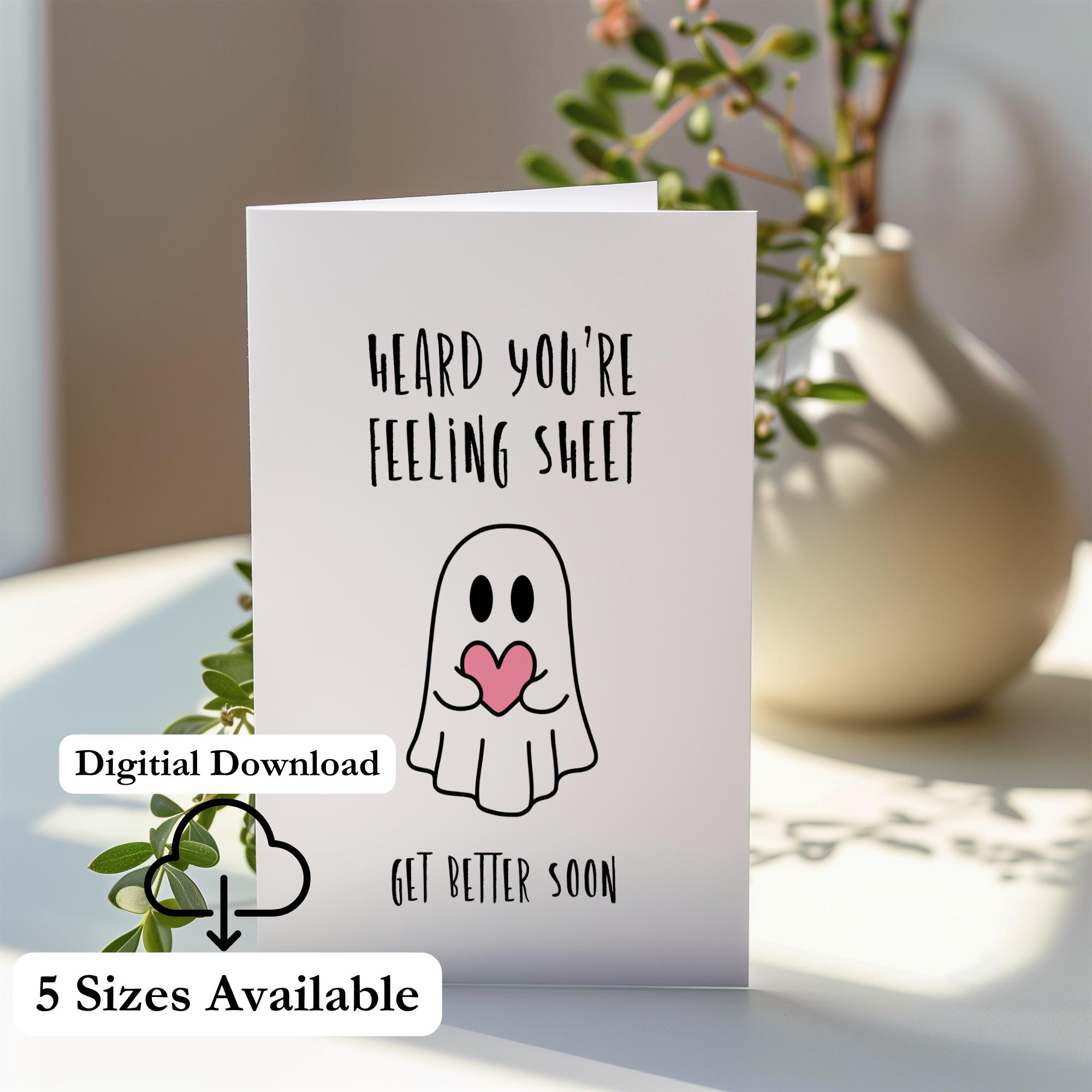 Funny Get Well Soon Card Printable Cute Ghost Pun Card Heard You’re ...