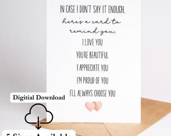 Printable Anniversary Cards Romantic Anniversary Card For Wife Love Card for Girlfriend Printable Romantic Card For Her Printable Card