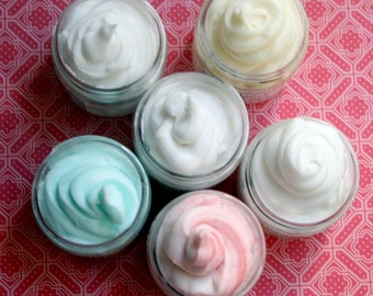 Whipped Soap and Body Butter Six Jars Sample Pack Gift Set of Organic Lotion and Cream Soap