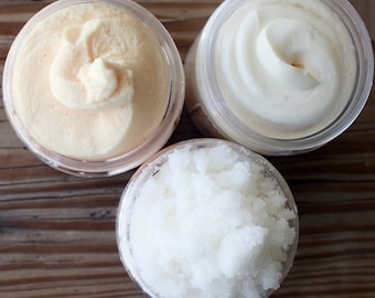 Whipped Soap Organic Body Butter and Organic Sugar Scrub Soap Gift Set 4 oz