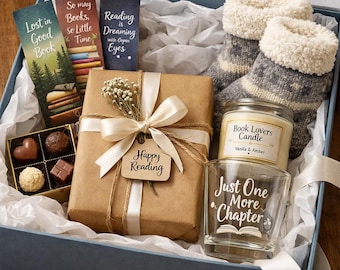 Caja de regalo con libro seleccionado / Regalo personalizado para el lector / Cumpleaños, festividades, San Valentín