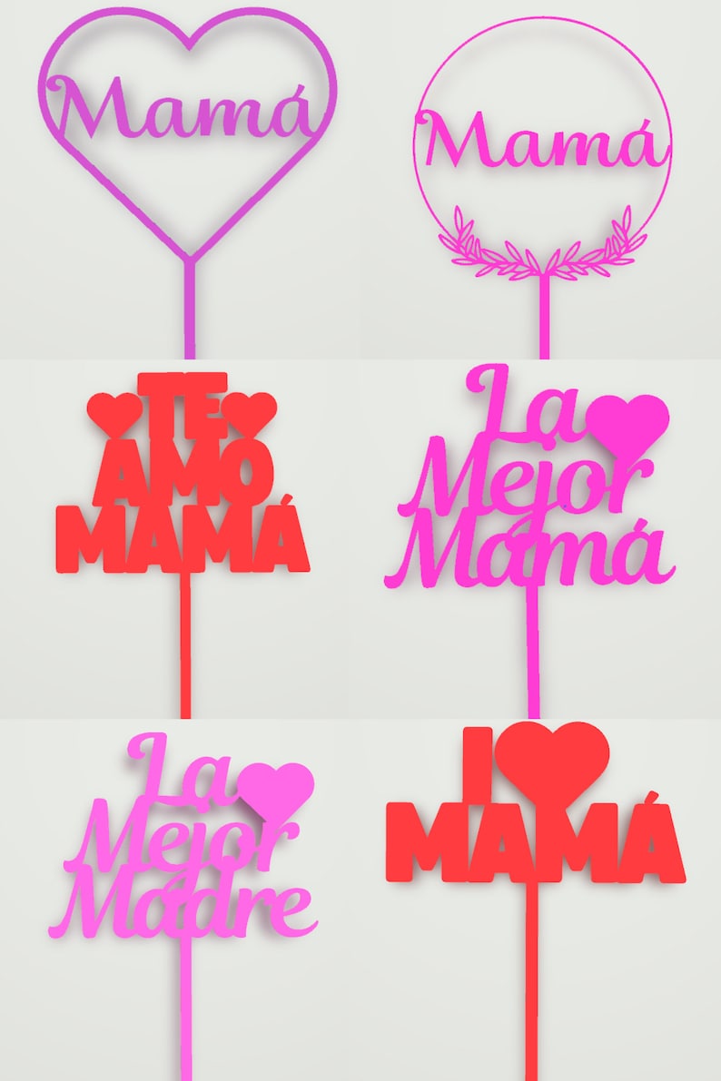 Pack Digital STL – Feliz día MAMÁ topper cake - Etsy España