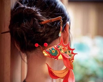 Handmade goldfish hairpin