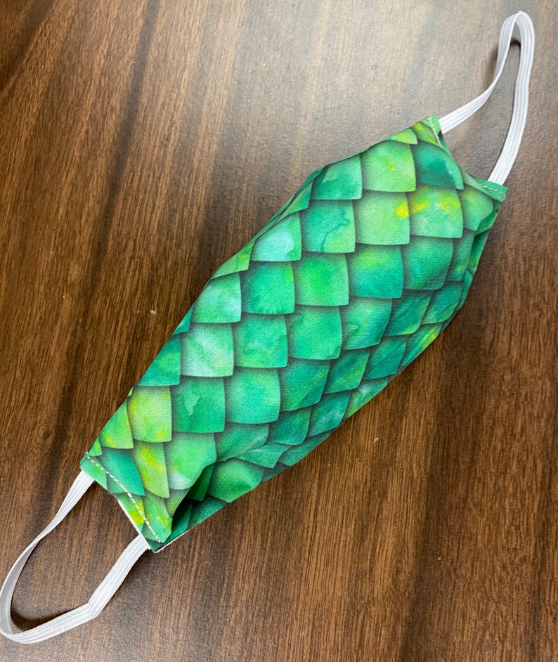 Download Dragon Scales Green Fabric Face Mask Reusable Washable 3 ...