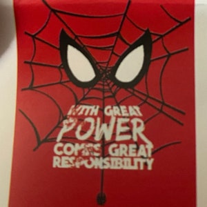 Fabric panel Spiderman Great Powers Quote Fat Quarter 100% Cotton Pre-Cut Quilting Fabric FQ