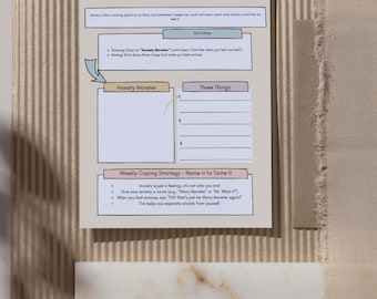 Cahier d'exercices complet sur l'anxiété pour les enfants (feuille d'exercices ACT pour les enfants - 10 feuilles d'exercices)