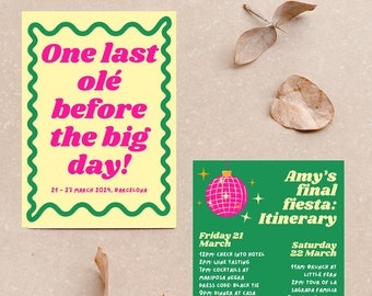 Funky fun barcelona spain bachelorette hen party invite *fully customisable*!