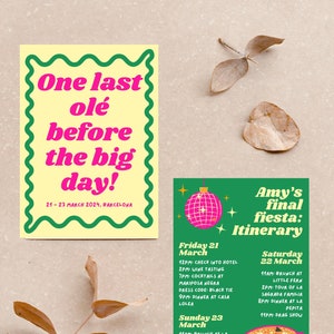 Funky fun barcelona spain bachelorette hen party invite *fully customisable*!