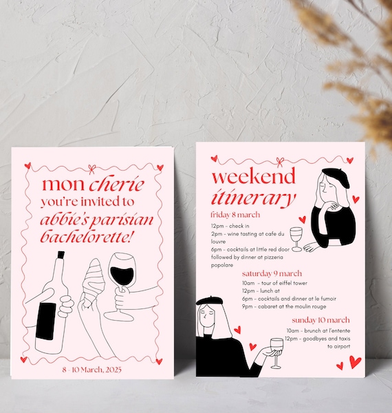 Elegant cute Paris bachelorette hen party invite *fully customisable*!