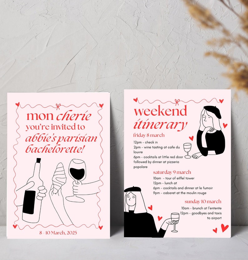 Elegant cute Paris bachelorette hen party invite *fully customisable*! image 1