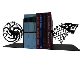VegartsTR – Metalen boekenhouder met Targaryen en Stark-thema