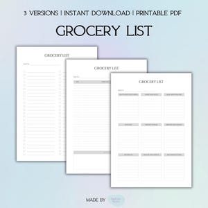 Printable Grocery List Template – A4 A5 US Letter | Shopping List PDF | Meal Planner Insert | Digital Download | Kitchen Organizer