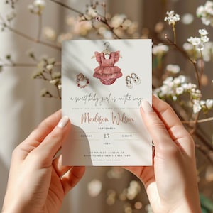 Editable Boho Baby Clothes Shower Invitation, Girl Baby Clothes Shower Invite, Boho Baby Shower Invitation, Editable Template, Digital