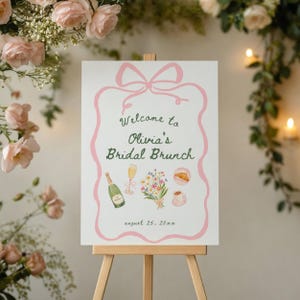 Välkomstskylt för brudbrunch, direktnedladdning Handritad välkomstskylt för brudbrunch, skylt för brunch med bruden, skylt för bröllopsbrunch