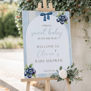 Blueberry Baby Shower Welcome Sign, Berry Sweet Baby Shower Welcome Sign, Berries Baby Shower Welcome Sign, Printable Signs